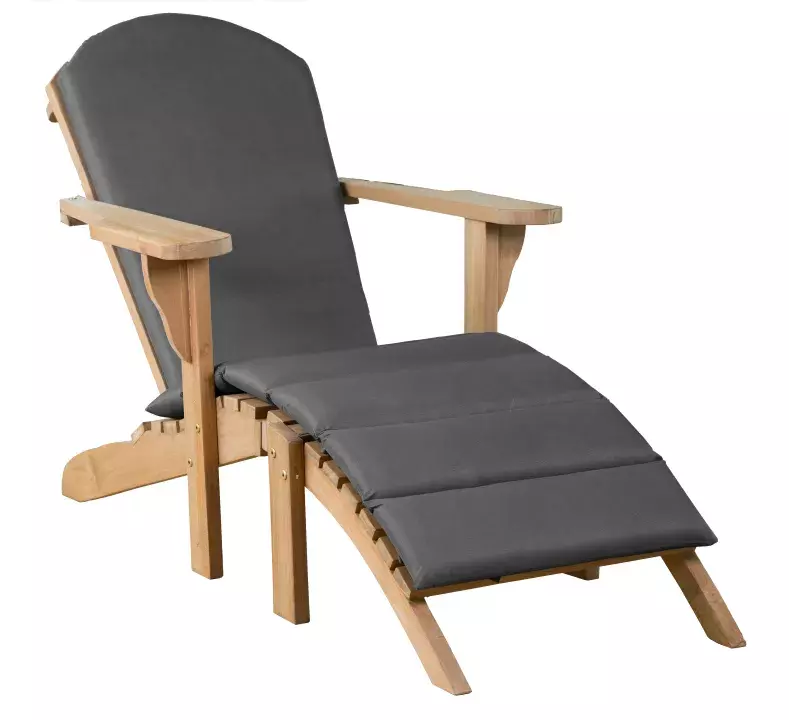 Gartenlounger Woodie inkl. Auflage uni grey