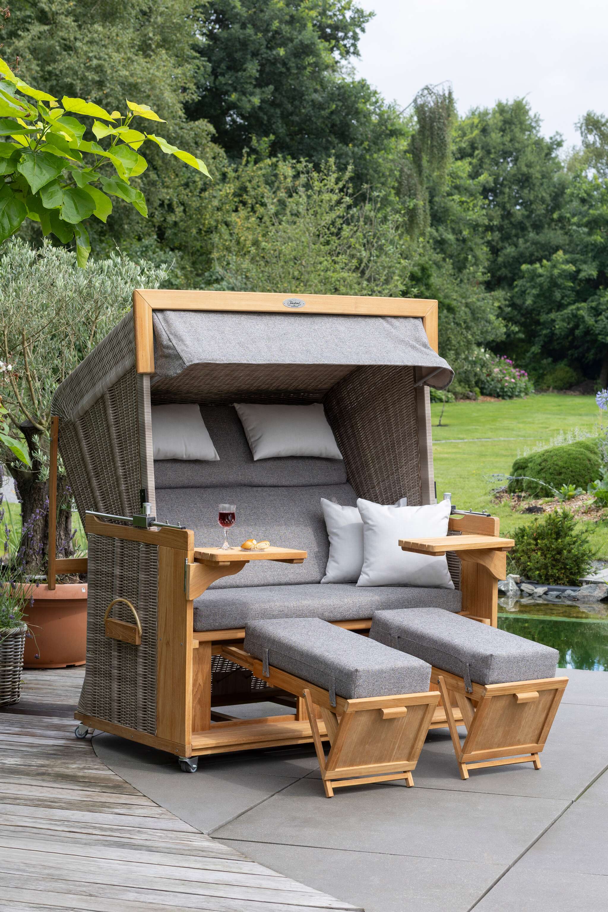 Strandkorb deVries PURE® Friesland Sylt XXL PE white kubu Des. 252