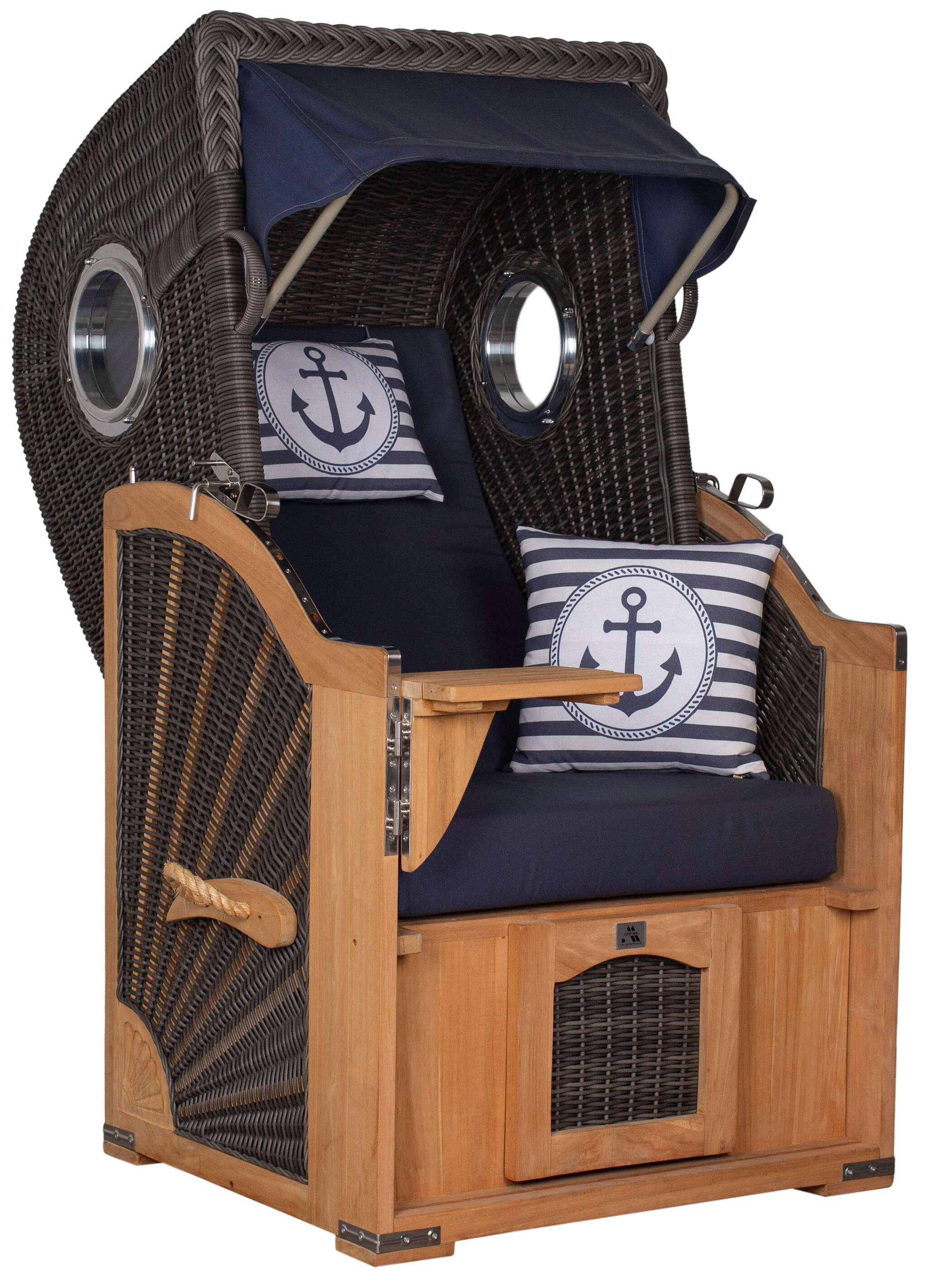 Strandkorb deVries PURE® Seemöwe Single PE stone grey Des. 198