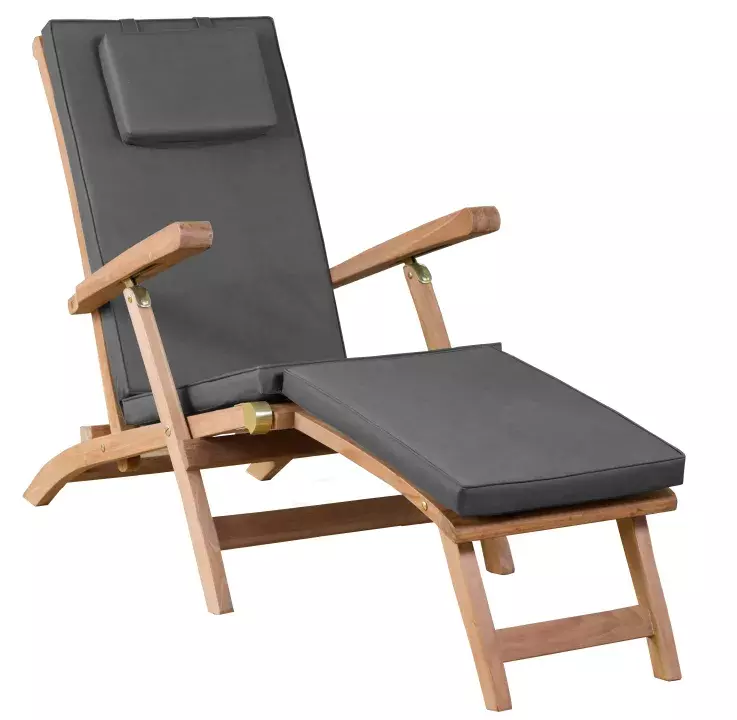 Deckchair Woodie inkl. Auflage uni grey