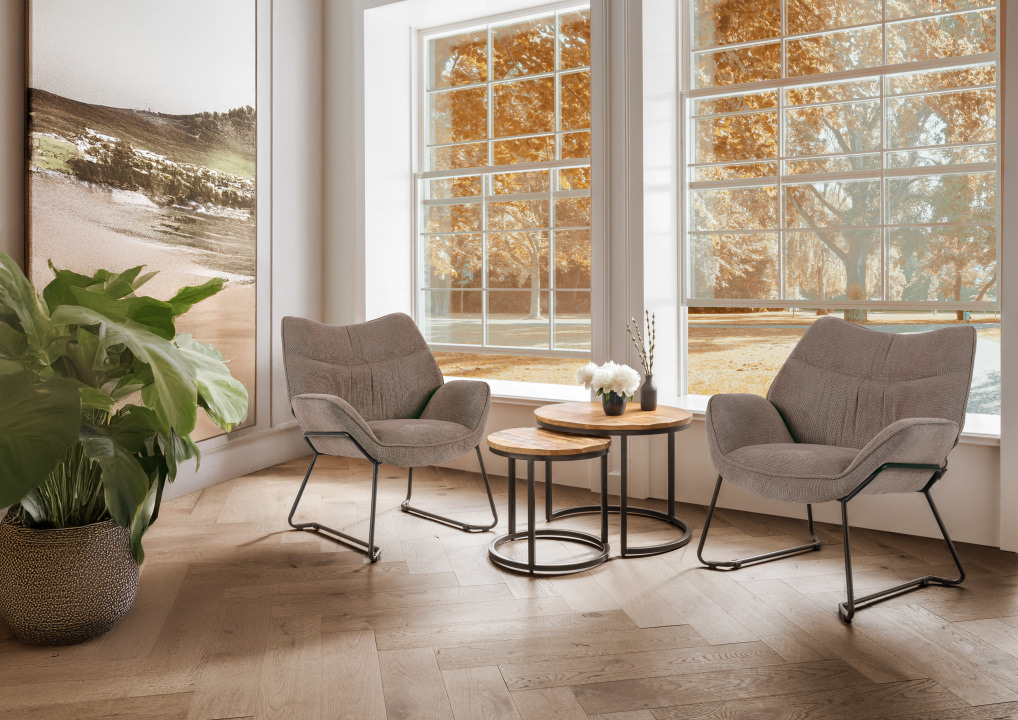 Indoormöbelset Sessel Aliano braun & Beistelltisch Fermo 2er Set