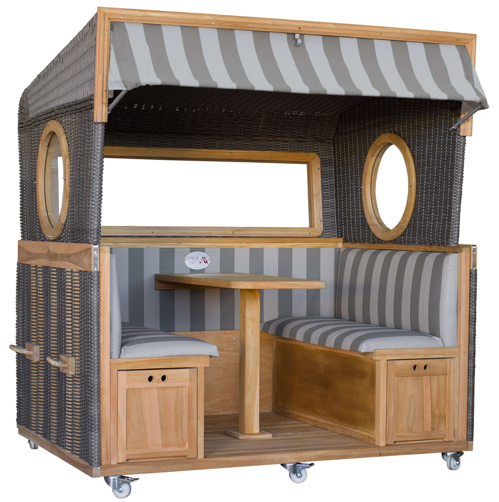 BL20151_Gosch_Lounge_Strandkorb_6_Sitzer_Teak_durchgeflochten_PE_grey_ERA_Dessin_981_ _2_