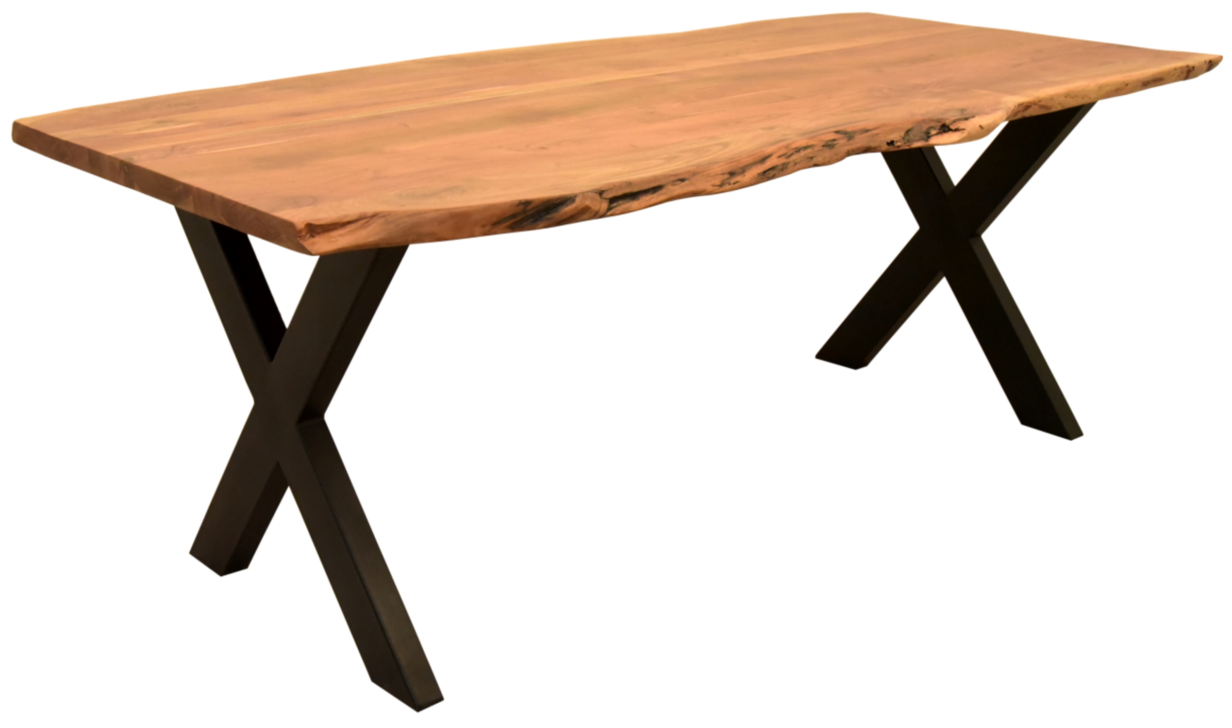 Baumkantentisch Catania Akazie X-Bein Gestell 160 x 90 cm