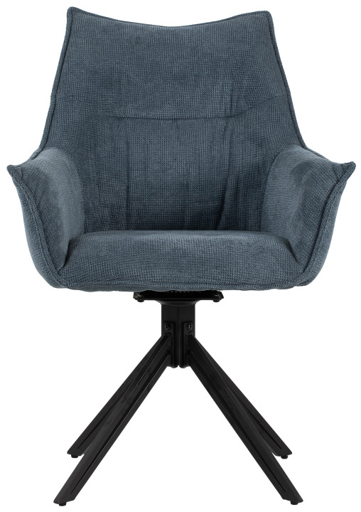 Indoormöbelset Diningsessel Ginosa blau & Tisch Barletta smoked oak rund 120cm