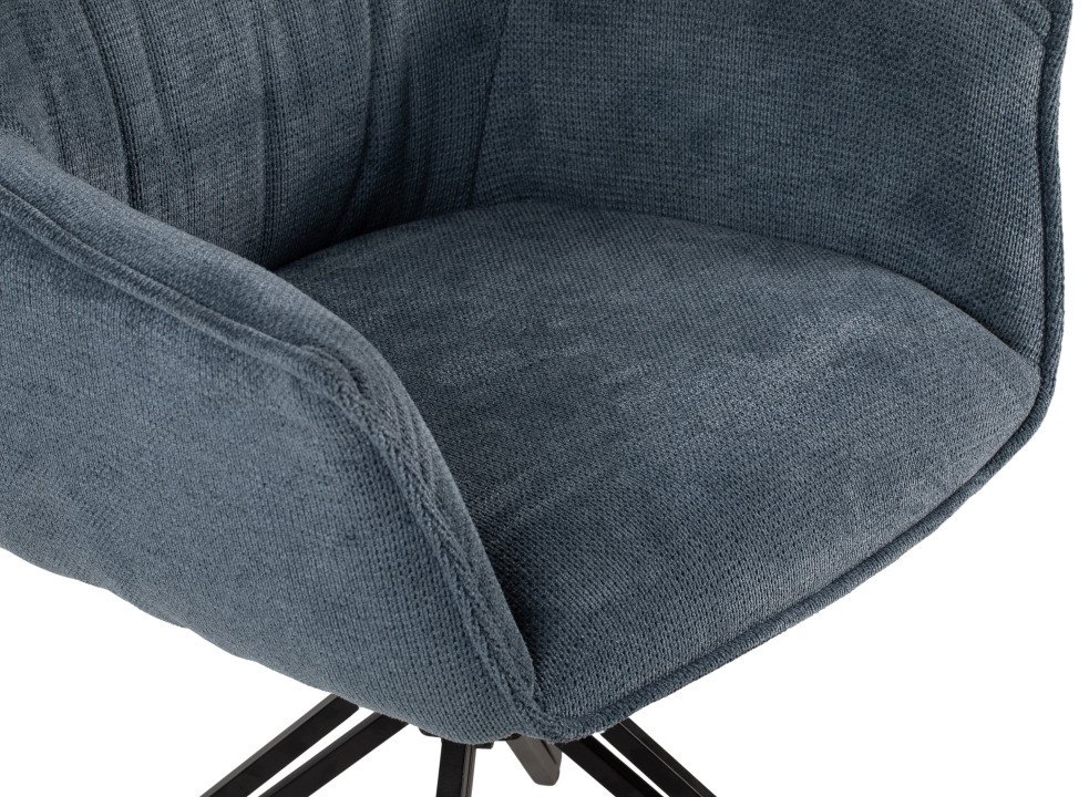 Indoormöbelset Diningsessel Ginosa blau & Tisch Barletta smoked oak rund 120cm
