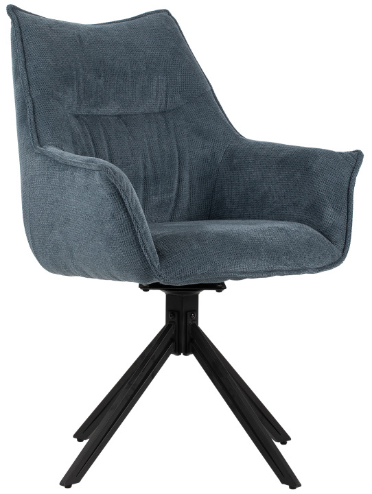 Indoormöbelset Diningsessel Ginosa blau & Tisch Barletta smoked oak rund 120cm