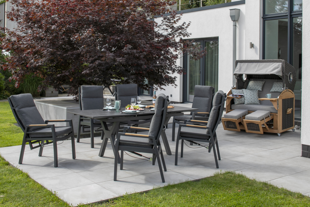 SET / Hammond Ausziehtisch 160/210 x 90 cm + Montana Dining Relaxsessel Alu