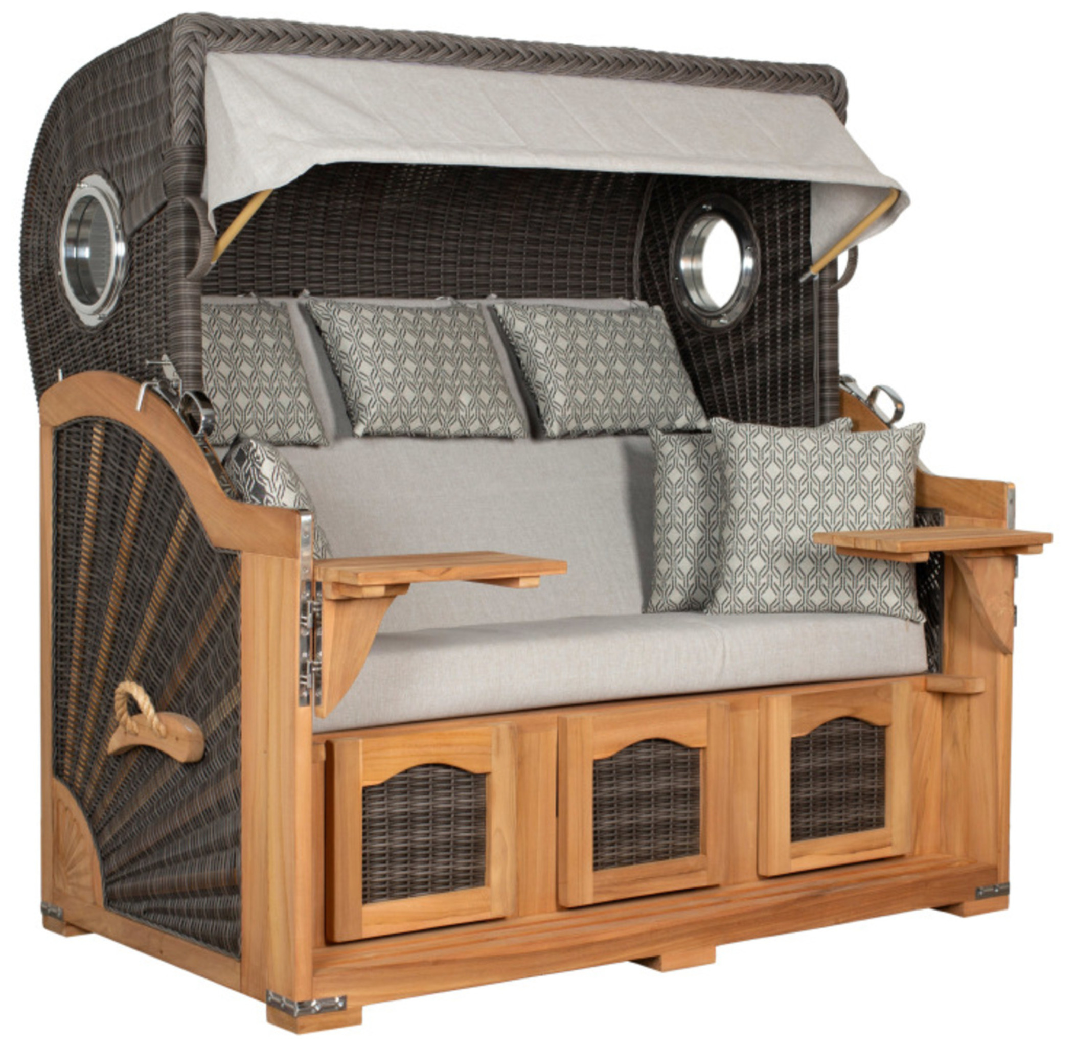 Strandkorb deVries PURE® Seemöwe XXL PE stone grey Des. 507