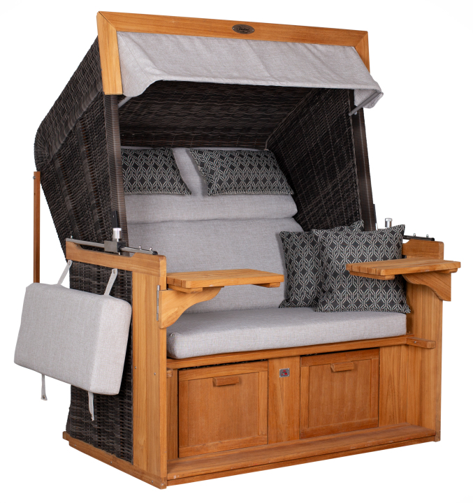 Strandkorb deVries PURE® Friesland Sylt XL PE stone grey Des. 507