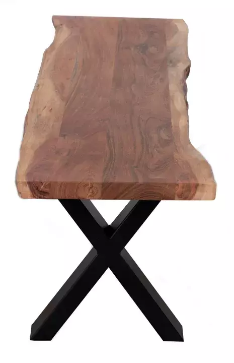 Baumkantenbank Parma Akazie X-Bein Gestell 160 x 40 cm
