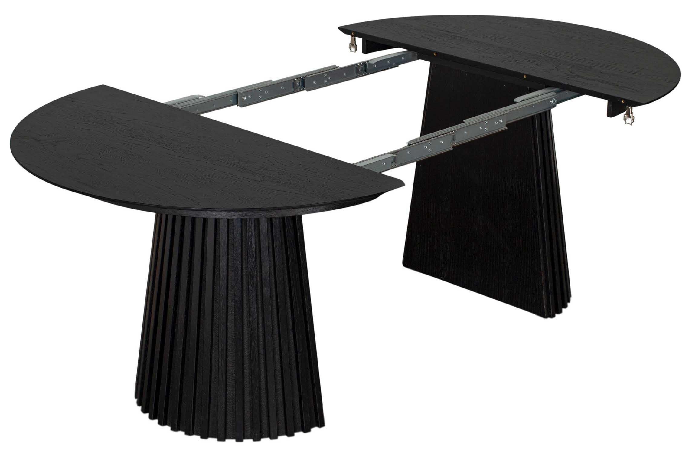 Indoormöbelset Diningsessel Ginosa light grey & Tisch Andria oval Black Oak ausziehbar